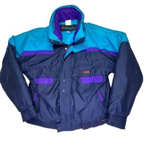 Vintage 90s Edelweiss Ski Jacket 2 in 1 Teal Purple Colorblock Mens L Retro